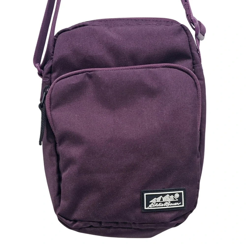Eddie Bauer Purple Canvas Crossbody Bag Small Utility Messenger Travel Pouch